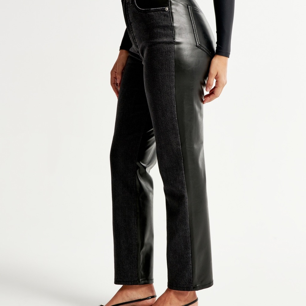NWT A&F Curve Love Half Leather Jeans